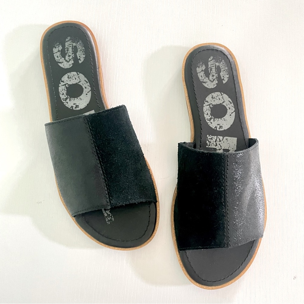 Sorel Ella Metallic and Suede Slide Sandal